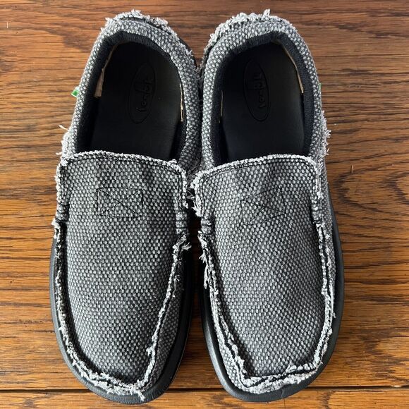 Sanuk Chiba Slip-on Loafers Men\'s 8 Shoes SMF1047 Black Grey Beach Surfer main image 5